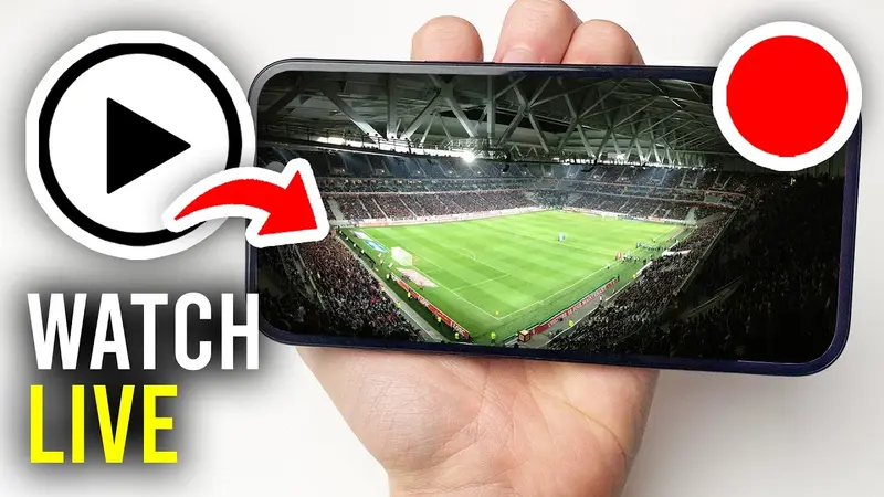 Watching a live football match streamed on a smartphone